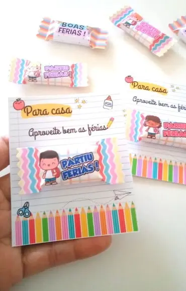 Lembrancinha para Alunos - Balinha com Card Boas Férias
