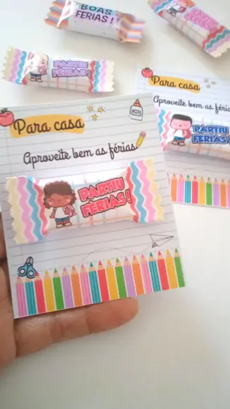Lembrancinha para Alunos - Balinha com Card Boas Férias