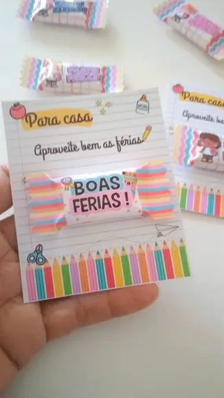 Lembrancinha para Alunos - Balinha com Card Boas Férias