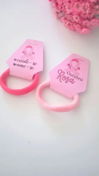 Tags com Elástico de Cabelo - Outubro Rosa
