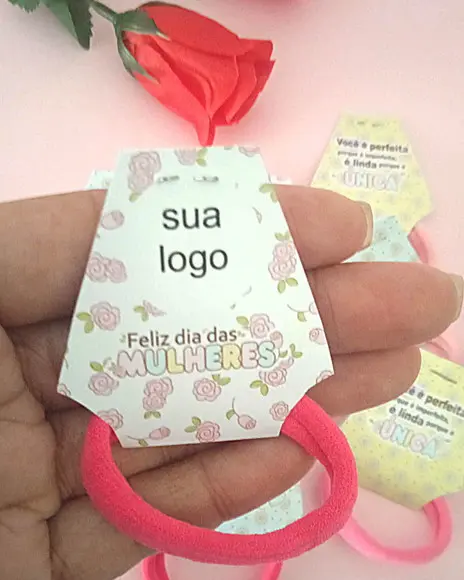 Tags com Xuxinha de Cabelo Personalizada Dia da Mulher