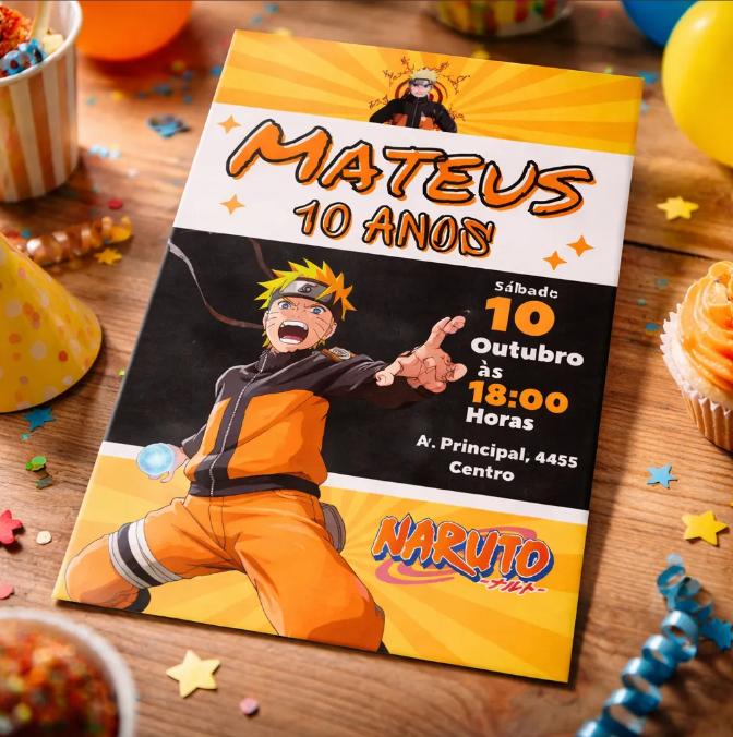 Convite De Aniversário Naruto 10x7 Cm