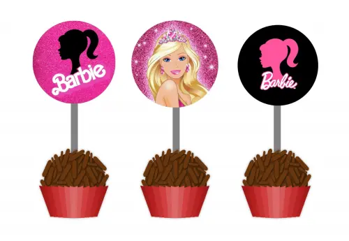 Tag Toppers para Doce Docinho Cupcake Barbie