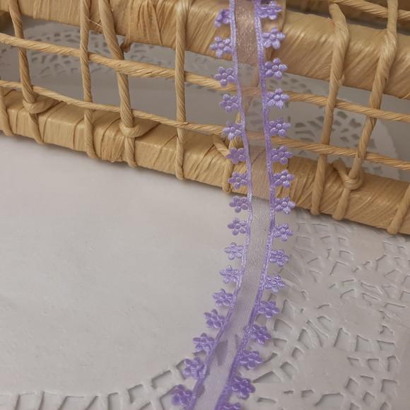 Fita de Voil Lilás com Bordas de Florzinhas Prensadas