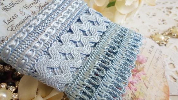 Kit de Aviamentos Coordenados Azul Bebe - Passamanaria, Sianinha,