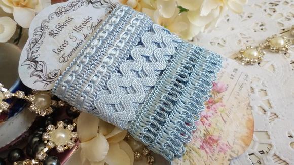 Kit de Aviamentos Coordenados Azul Bebe - Passamanaria, Sianinha,