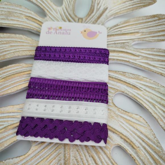 Kit de Aviamentos Coordenados Roxo e Branco