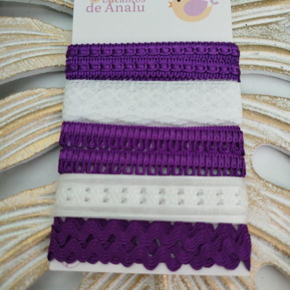 Kit de Aviamentos Coordenados Roxo e Branco