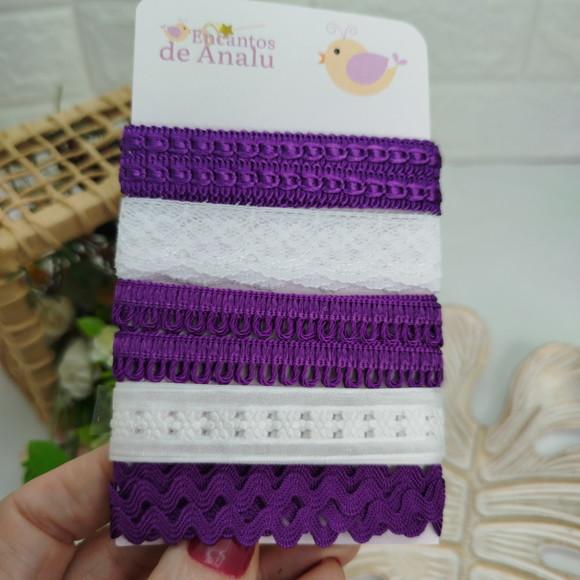 Kit de Aviamentos Coordenados Roxo e Branco