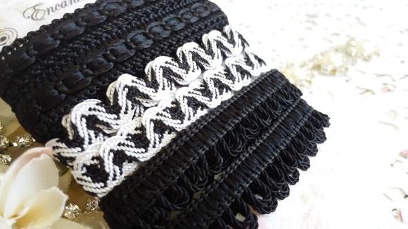 Kit de Aviamentos Coordenados Preto e Branco: Sianinha, Passamana