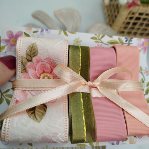 Kit de Fitas Cetim Adamascado Floral