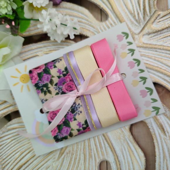 Kit de Fitas Coordenadas Florais Tons Rosa, Lilas e Bege