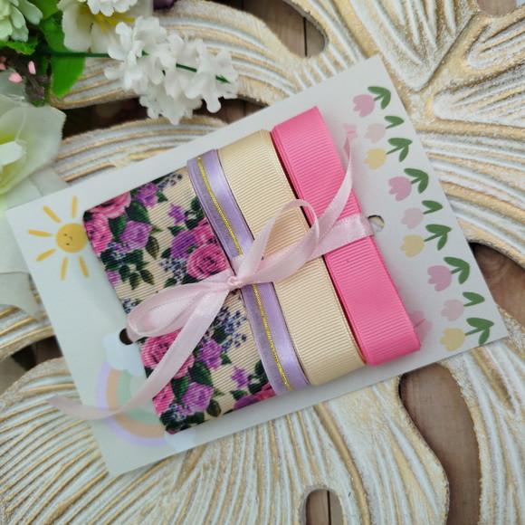 Kit de Fitas Coordenadas Florais Tons Rosa, Lilas e Bege