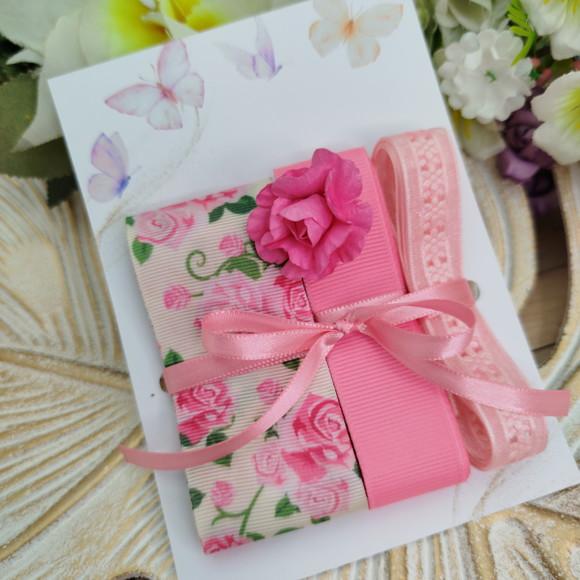 Kit de Fitas Decorativas Coordenadas Estampa de Flores Rosas