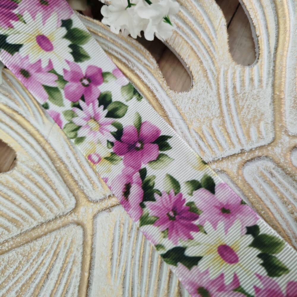 Fita Gorgurão 38mm No 09  Estampa Floral Lilás Venda a metro