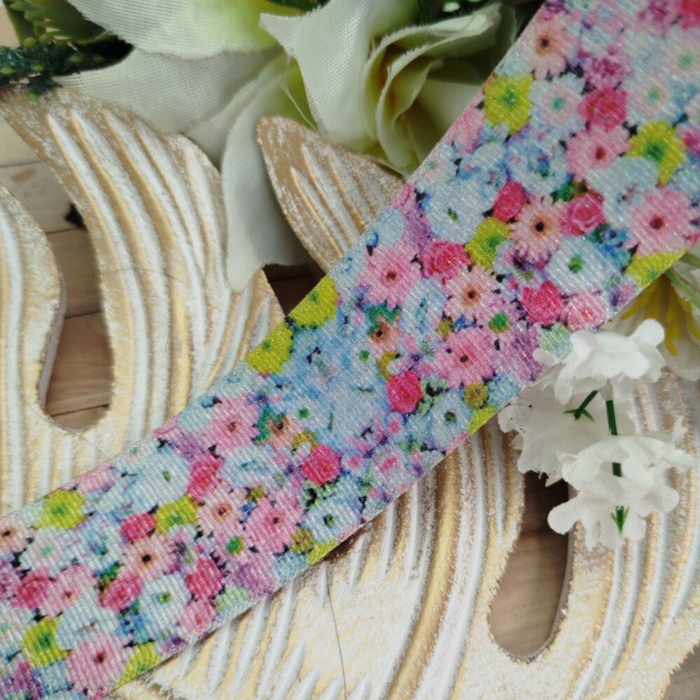 Fita Gorgurão Lurex - 38mm No 09 - Estampa Mil Flores Coloridas