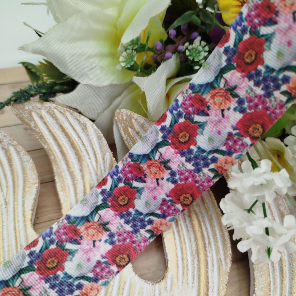 Fita Gorgurão 38mm No 09 Estampa Jardim Florido Multicolorido Vi