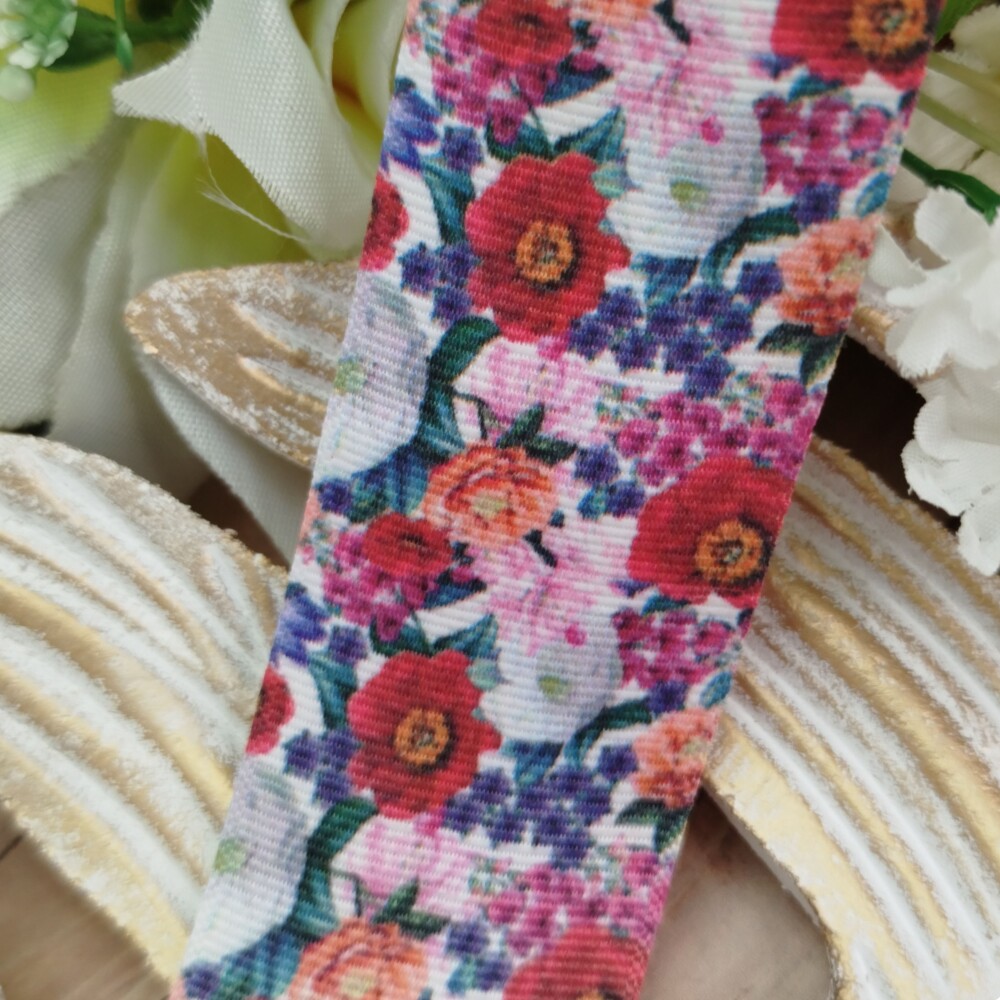 Fita Gorgurão 38mm No 09 Estampa Jardim Florido Multicolorido Vi