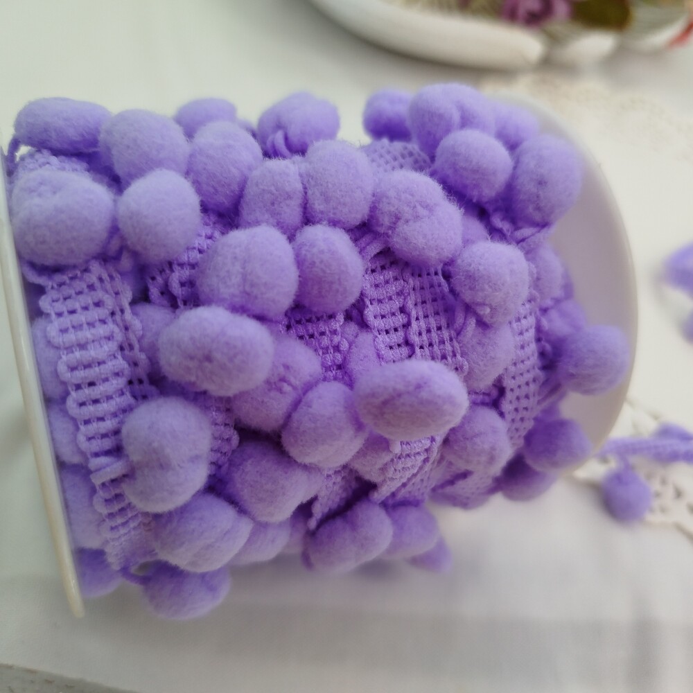 Fita Pompom Lilas 25 mm - Lote de 3 metros | Artesanato Criativo 