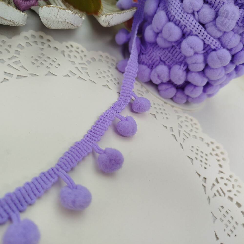 Fita Pompom Lilas 25 mm - Lote de 3 metros | Artesanato Criativo 