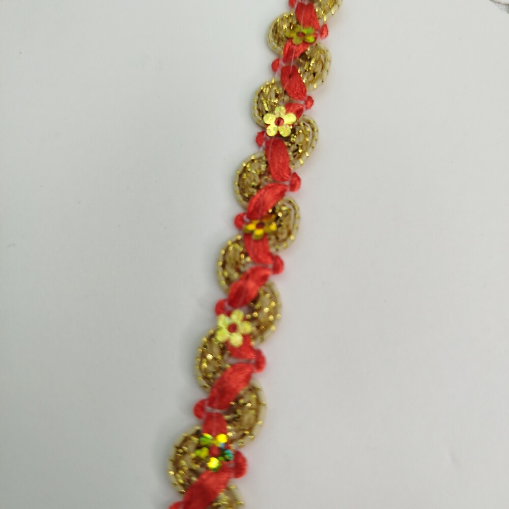 Galão Decorativo Dourado com Vermelho Claro -  Artesanato