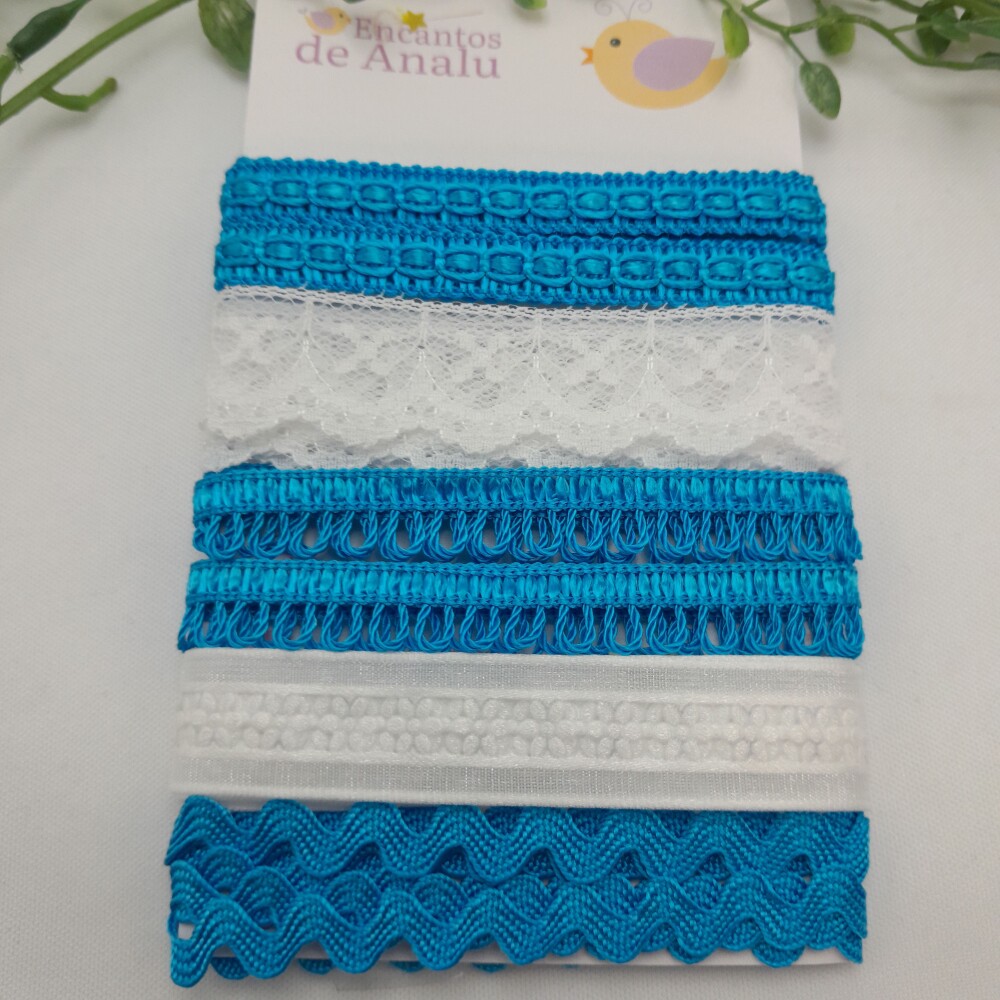 Kit de Aviamentos Coordenados Azul Royal e Branco