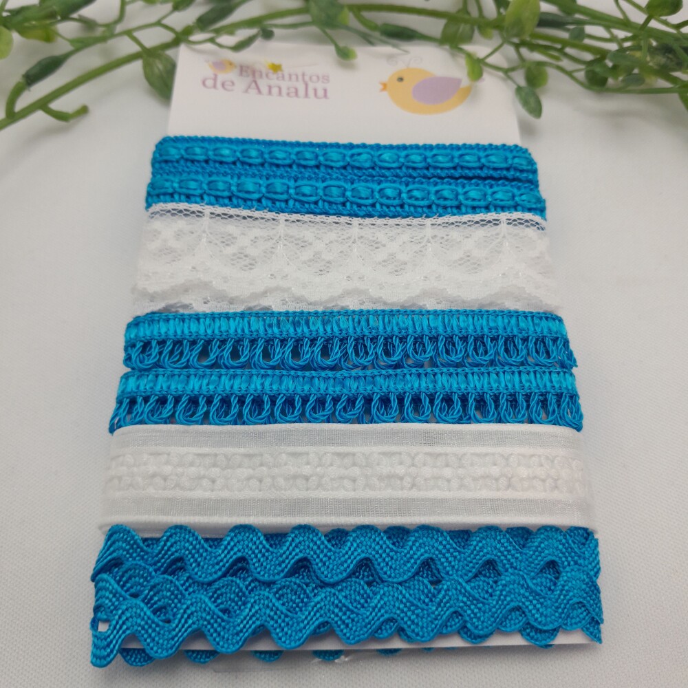 Kit de Aviamentos Coordenados Azul Royal e Branco