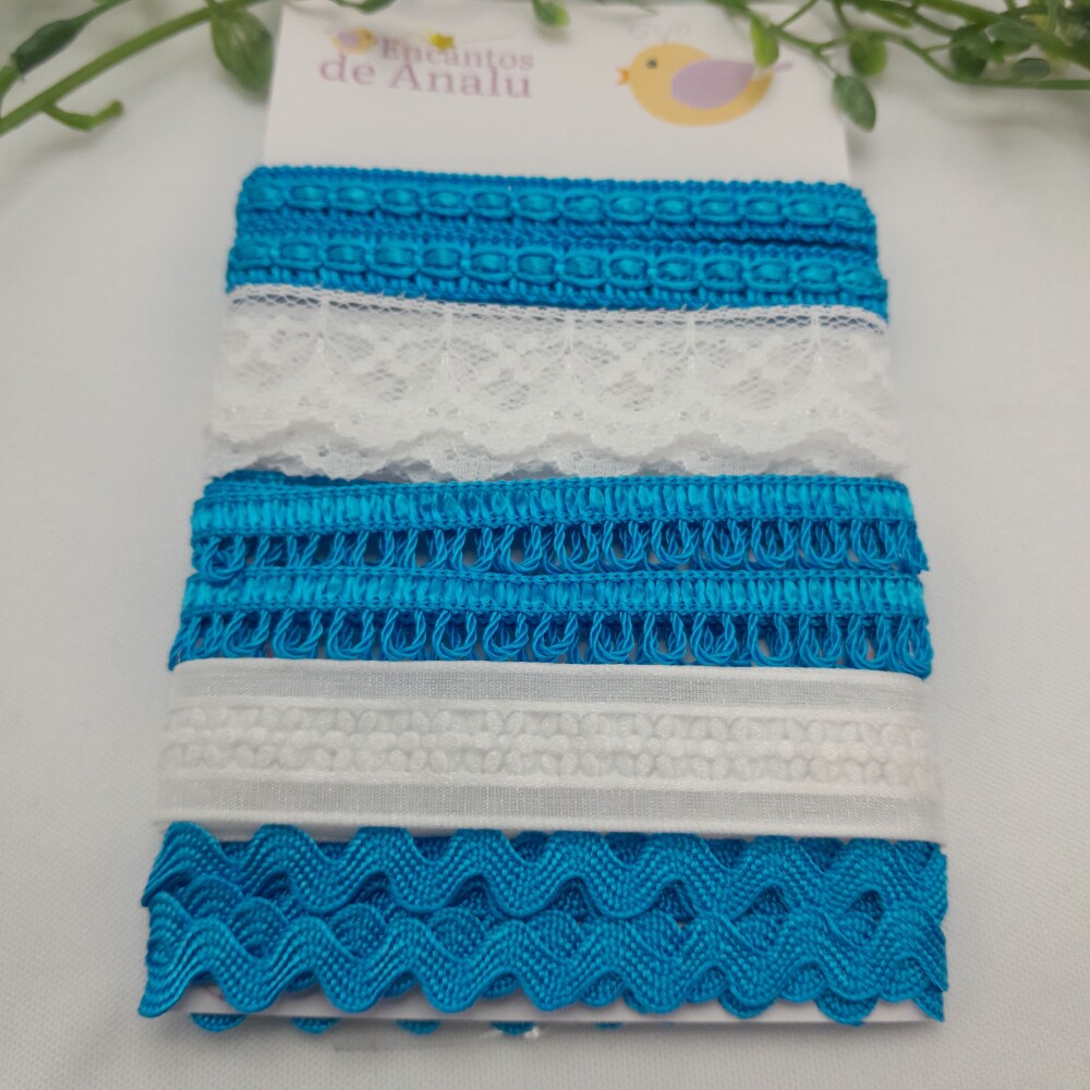 Kit de Aviamentos Coordenados Azul Royal e Branco