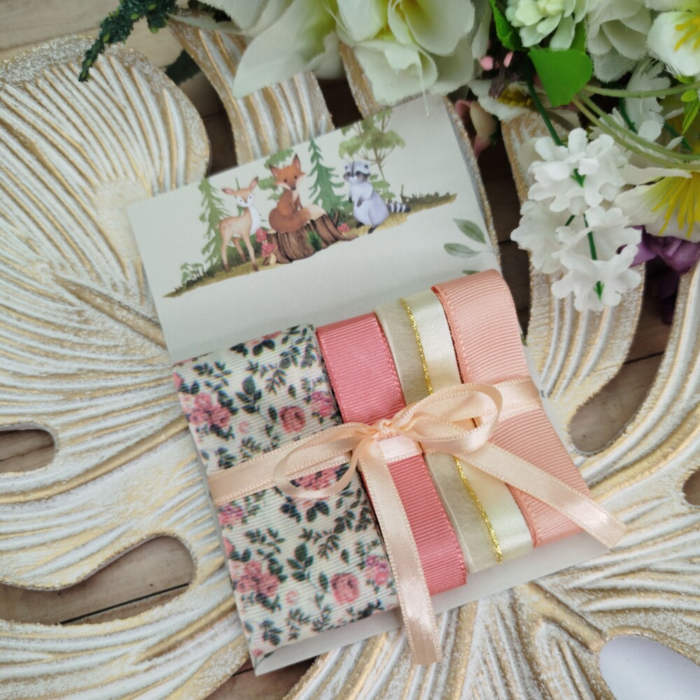 Kit de Fitas Floral Estampa em Salmão, Coral e Marfim