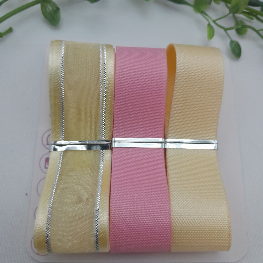 Kit de Fitas Coordenadas em Cores Rosa e Bege para Artesanato