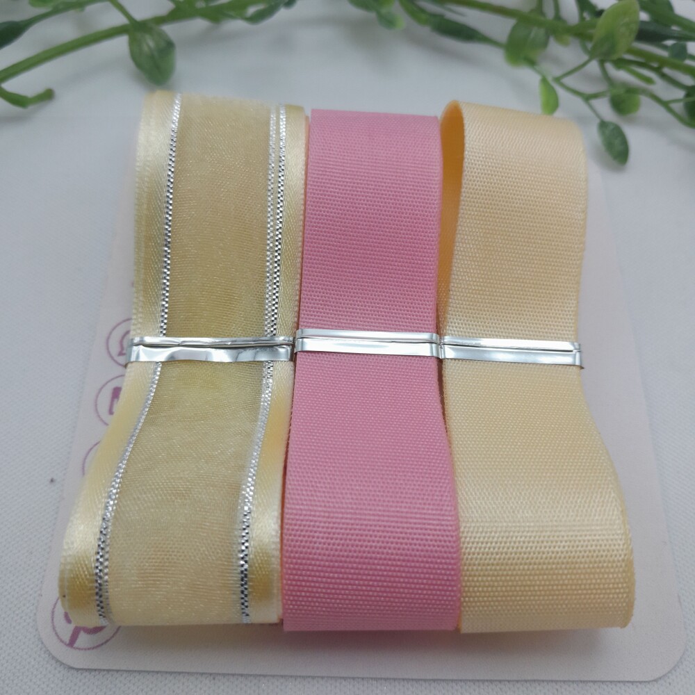 Kit de Fitas Coordenadas em Cores Rosa e Bege para Artesanato