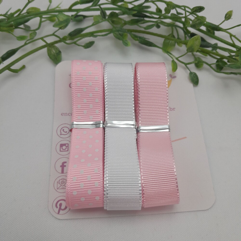 Kit de Fitas Coordenadas Rosa Bebe com Bolinhas,  Branco e Rosa