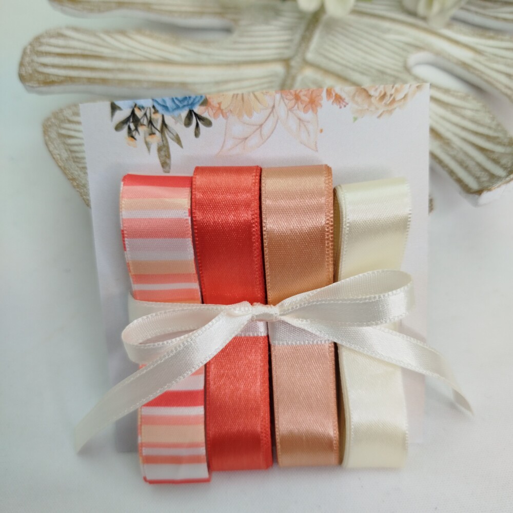 Kit de Fitas Listras e Coral, Chocolate, Marfim e Rose Combinando