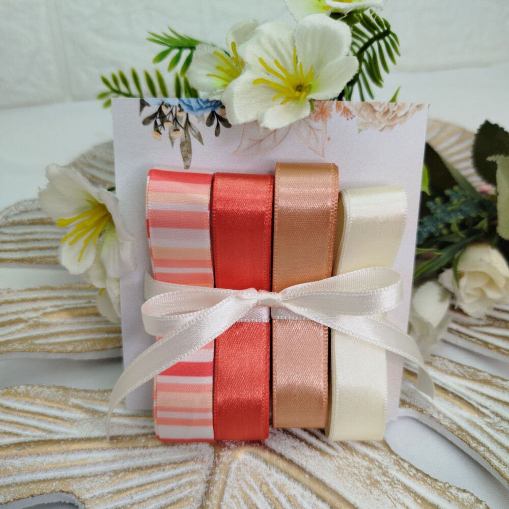 Kit de Fitas Listras e Coral, Chocolate, Marfim e Rose Combinando