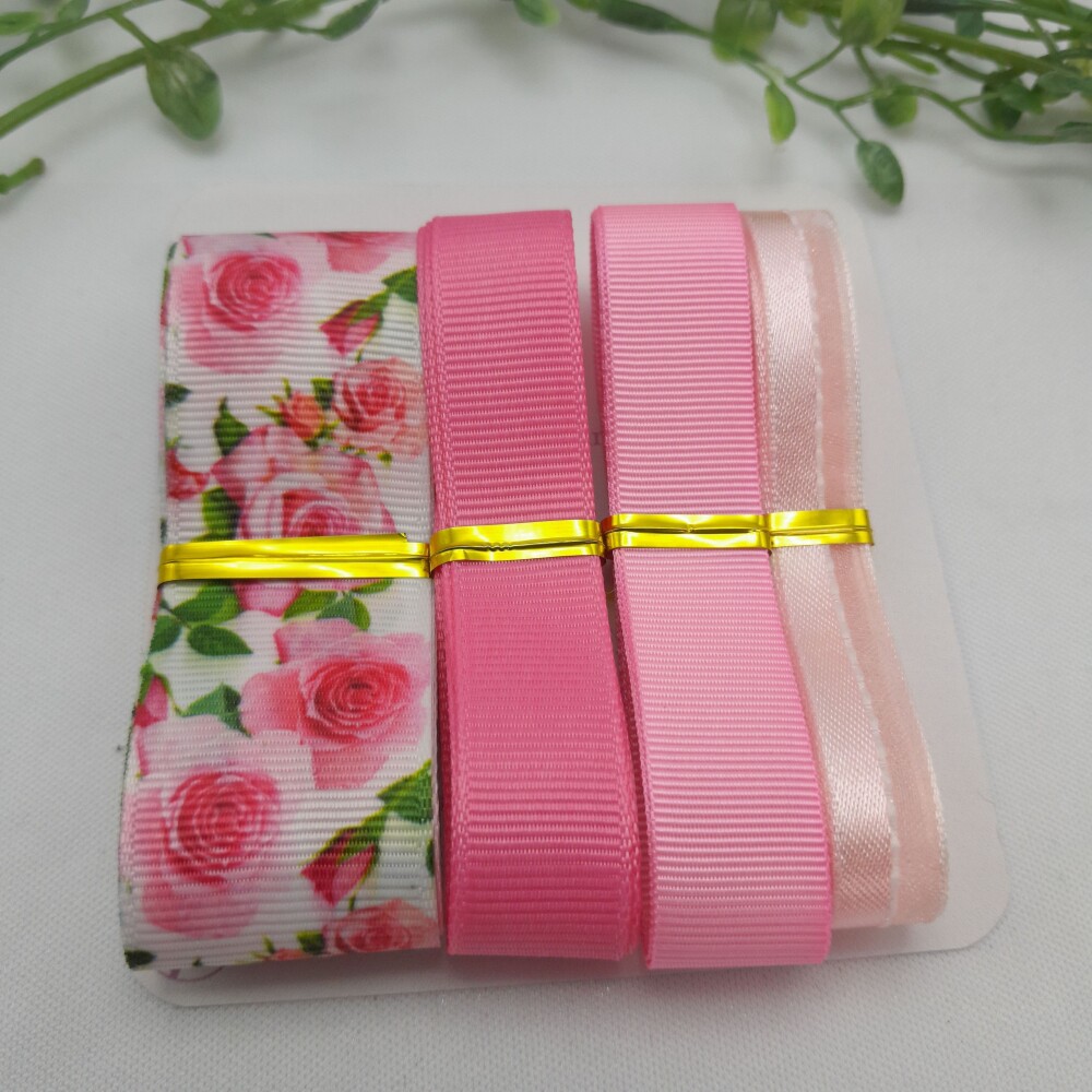 Kit de Fitas Coordenadas Flores em Tons de Rosa, Pink e Verde