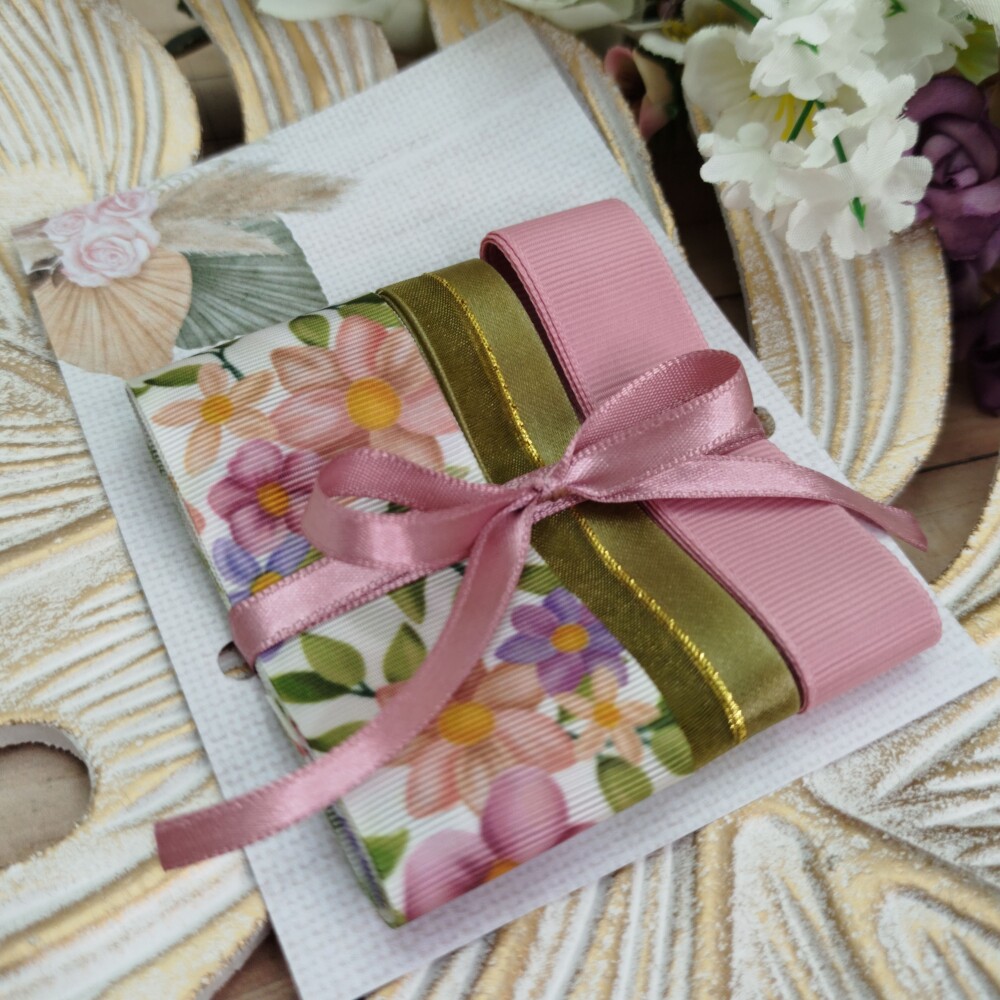 Kit de 3 fitas Coordenadas Floral Tons Rosa,Coral e Lilas