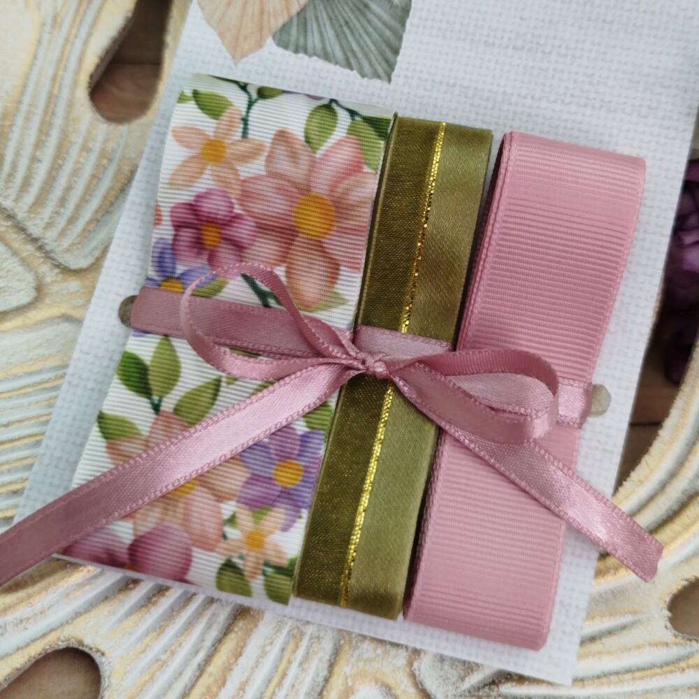 Kit de 3 fitas Coordenadas Floral Tons Rosa,Coral e Lilas