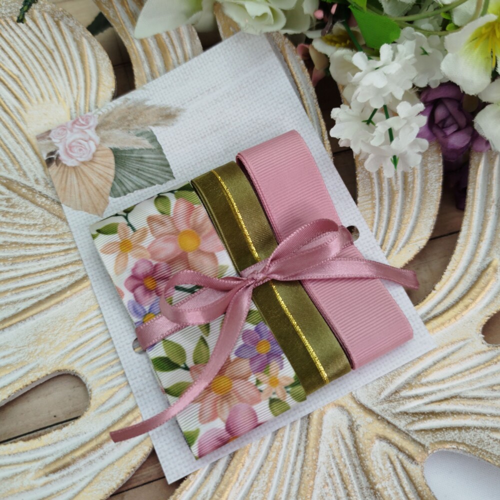 Kit de 3 fitas Coordenadas Floral Tons Rosa,Coral e Lilas