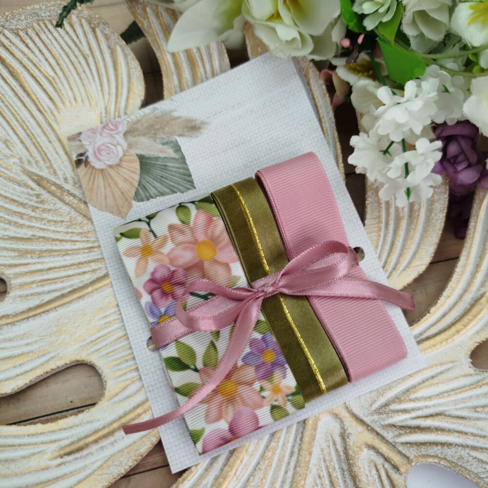 Kit de 3 fitas Coordenadas Floral Tons Rosa,Coral e Lilas
