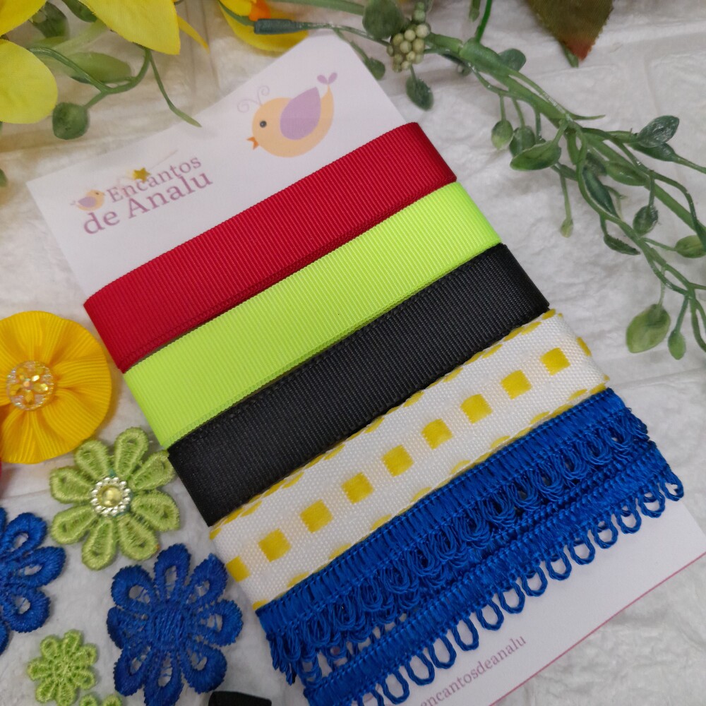 Kit de Fitas, Aviamentos e Enfeites Coordenados Multicoloridos