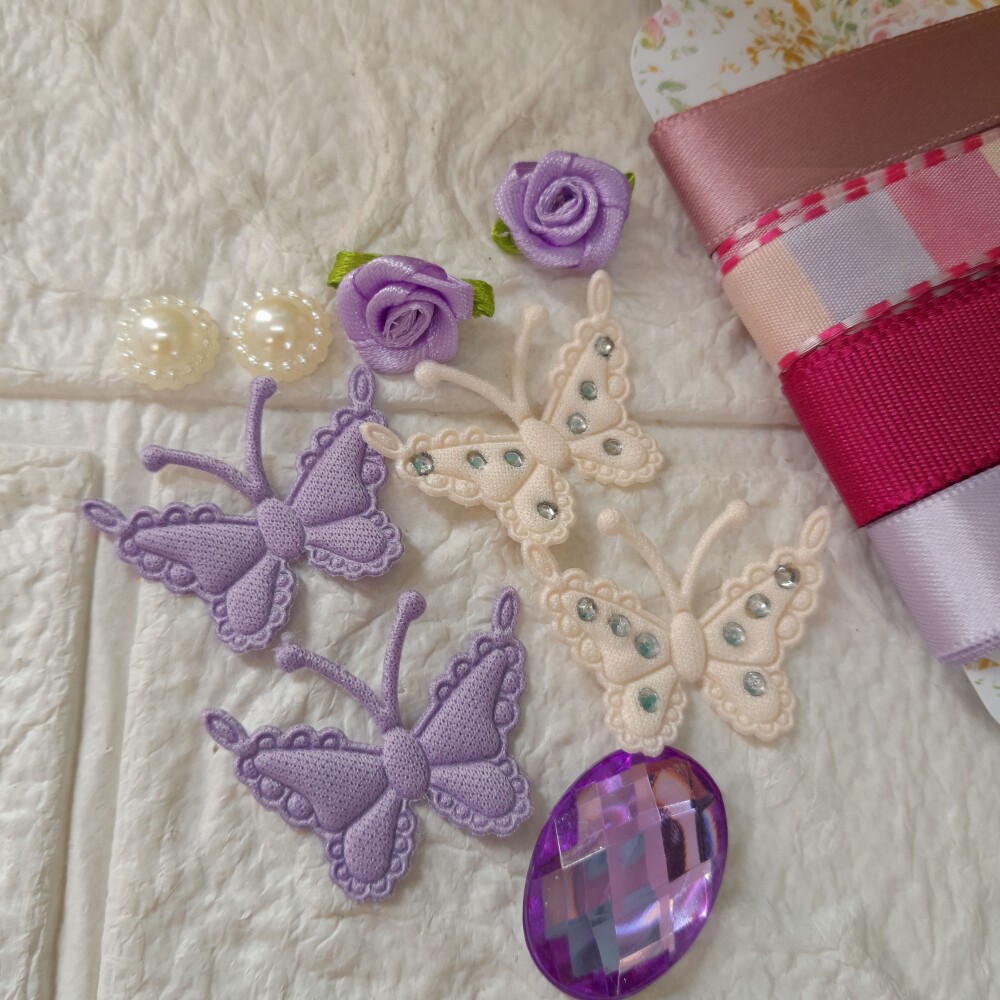 Kit de Fitas e Enfeites Coordenados Tons de Rosa e Lilas