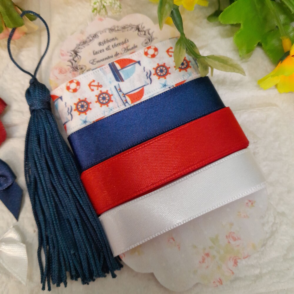 Kit de Fitas e Enfeites Coordenados Navy - Scrapbook
