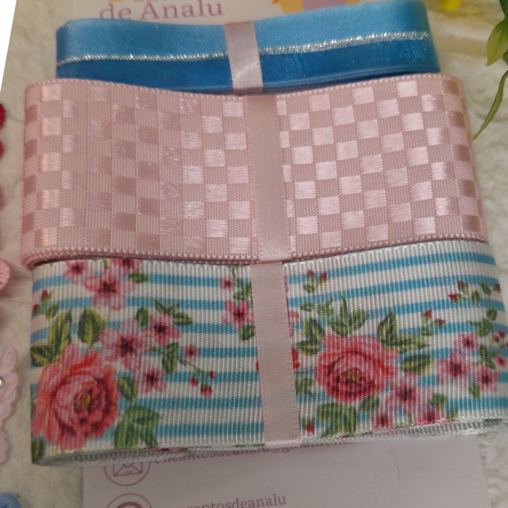 Kit de Fitas,  Enfeites e Ornamentos Coordenados  Azul e Rosa
