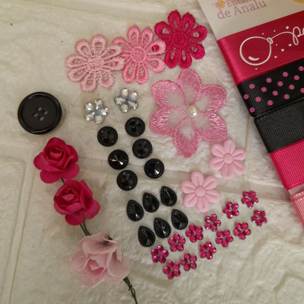 Kit de Fitas e Enfeites Coordenados Pink e Preto
