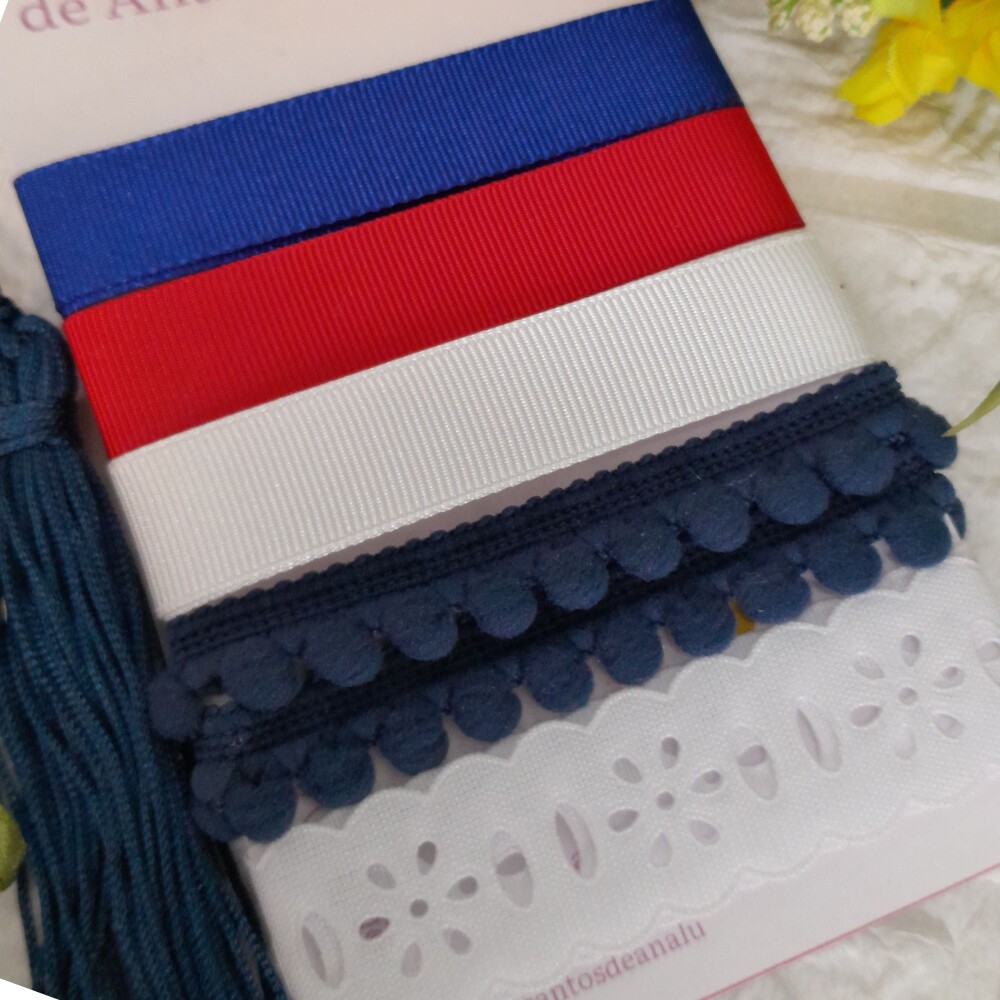 Kit de Fitas, Rendas e Enfeites Coordenados Vermelho e Branco