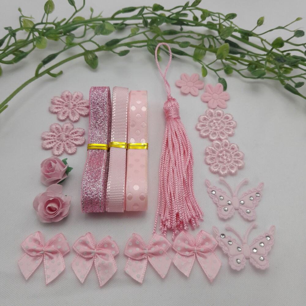 Cartela de Fitas e Aviamentos Coordenados Rosa