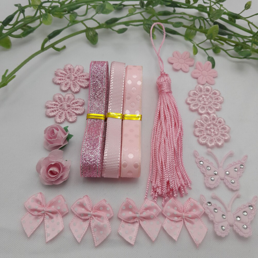 Cartela de Fitas e Aviamentos Coordenados Rosa