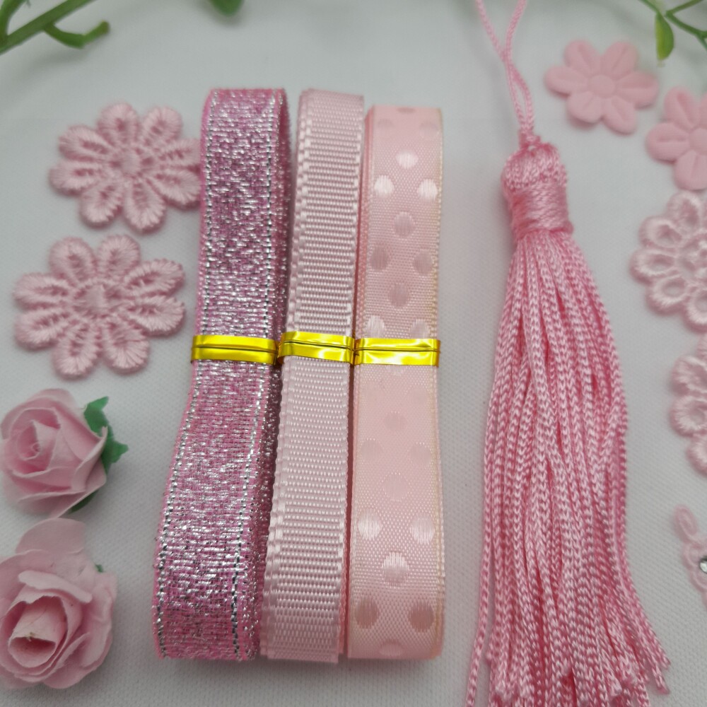 Cartela de Fitas e Aviamentos Coordenados Rosa