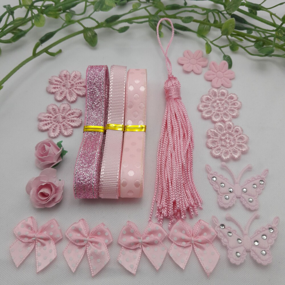Cartela de Fitas e Aviamentos Coordenados Rosa