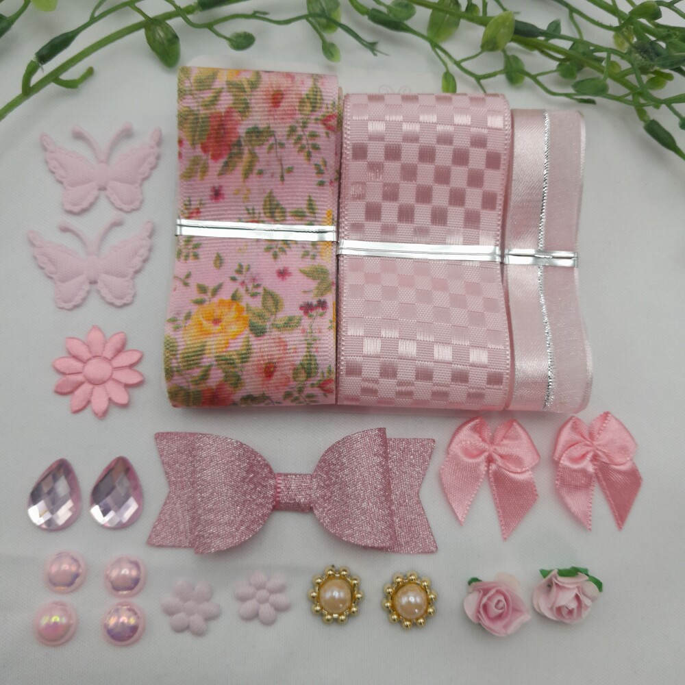 Kit Fitas e Enfeites Coordenados Rosa